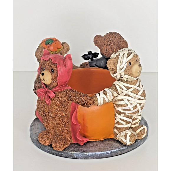Vintage Halloween Bears Costumes Resin Candy Dish Candle Holder 2004 Joelson Ind - Picture 3 of 5